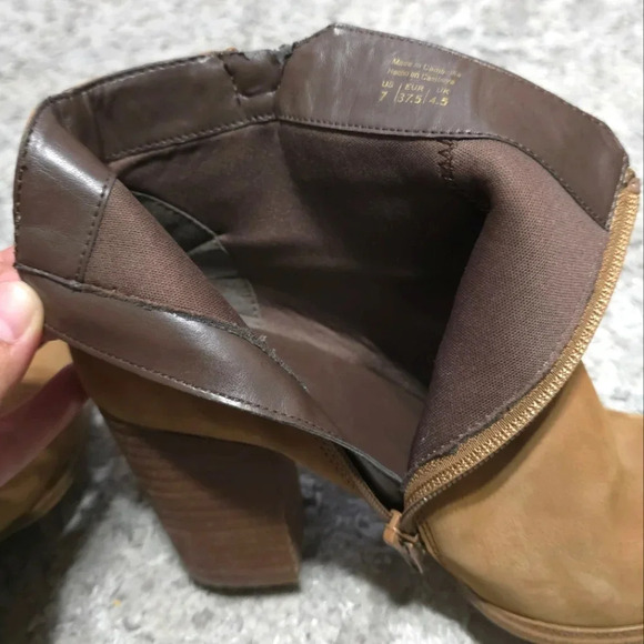 ALDO Mathia Brown Cognac Genuine Suede Block Heel Booties, Pre-loved, Zipper, 7 - Picture 9 of 16
